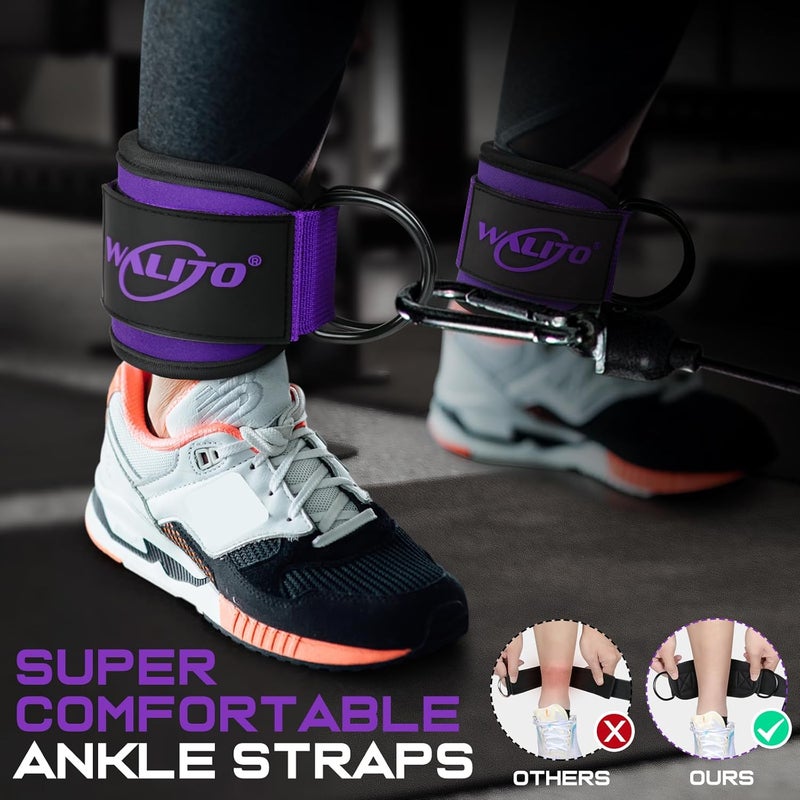WALITO Gym Ankle Straps for Cable Machines Women & Men - Glute Kickback Ankle Cuff, Adjustable Cable Machine Accessories for Leg Extensions, Hip Abductors & Lower Body Workouts - Image 3
